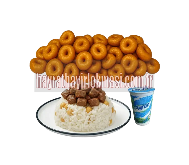 Kavurmalı mevlüt pilavı, lokma ve ayran menüsü